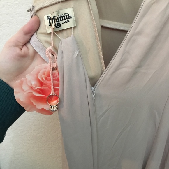 Show Me Your Mumu Nude Maxi Dress Jenn Bridesmaid Show Me The Ring w/ Belt Sz L - Picture 11 of 14